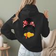 Messy Bun Baseball Mom Turkey Face Matching Thanksgiving Women Hoodie Back Print