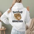 Baseball Godmother Leopard Heart Baseball Mom Game Day Women Hoodie Back Print