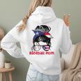 Puerto Rico Baseball Mom Messy Bun Boricua Women Hoodie Back Print