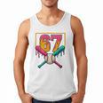 Baseball Ice Cream Drip Number 67 Player 67th Birthday Premium Tri-Blend Men Tank Top