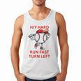 Hit Hard Run Fast Turn Left Baseball Player Premium Tri-Blend Men Tank Top