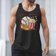 Smiling Baseball Popcorn And Hot-Dog Cartoon Apparel Men Tank Top Smiling Baseball Popcorn And Hot-Dog Cartoon Apparel Men Tank Top