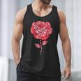 Sporty Rose Graphic With Baseball And Rugby Ball Petals Men Tank Top