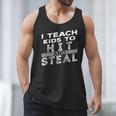 I Teach My Kids To Hit Steal Fun Softball Baseball Dad Coach Men Tank Top