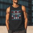Baseball Catcher Ugly Christmas Sweater Pattern Sports Xmas Men Tank Top