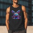Neon Dripping Baseball And Bats Colorful Sports Art Men Tank Top Neon Dripping Baseball And Bats Colorful Sports Art Men Tank Top