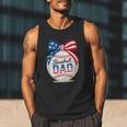 Vintage Baseball Dad Patriotic USA Flag 4th Of July Fathers Men Tank Top