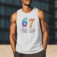 67 Meme Baseball Kids Girls Humor Number 6 7 Men Tank Top
