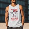 Hit Hard Run Fast Turn Left Baseball Player Premium Tri-Blend Men Tank Top