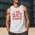 I Am In Love With A Gamer Cute Valentines Day Gamer Couple Raglan Baseball Tee Men Tank Top