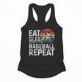 Baseball Fan Vintage Retro Eat Sleep Baseball Repeat Flowy Tank