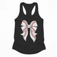 Cute Baseball Coquette Bow For Women Girls Baseball Mama Mom Flowy Tank