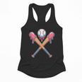 Dripping Pink Baseball Crossed Bats Summer Flowy Tank