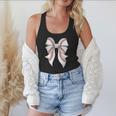 Cute Baseball Coquette Bow For Women Girls Baseball Mama Mom Flowy Tank
