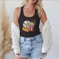 Smiling Baseball Popcorn And Hot-Dog Cartoon Apparel Flowy Tank