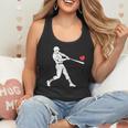 Valentines US Baseball Player Silhouette Heart Flowy Tank