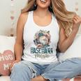 Artsy Baseball Mom Flowers Unique Game Day Ball Distressed Flowy Tank
