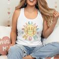 Groovy Retro Floral Happy Smiling Face Baseball Mom Flowy Tank Groovy Retro Floral Happy Smiling Face Baseball Mom Flowy Tank