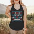 Baseball Catcher Ugly Christmas Sweater Pattern Sports Xmas Flowy Tank Baseball Catcher Ugly Christmas Sweater Pattern Sports Xmas Flowy Tank