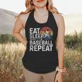 Baseball Fan Vintage Retro Eat Sleep Baseball Repeat Flowy Tank