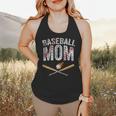 Baseball Mom Crossed Bats With Ball On Fire Distressed Flowy Tank Baseball Mom Crossed Bats With Ball On Fire Distressed Flowy Tank