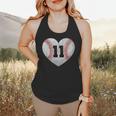 Baseball Number 11 Distressed Heart For Baseball Moms Flowy Tank