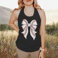 Cute Baseball Coquette Bow For Women Girls Baseball Mama Mom Flowy Tank