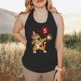Dabbing Cool Cat Baseball 5th Birthday Flowy Tank