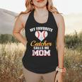 My Favorite Catcher Calls Me Mom Catcher Baseball Mom Heart Flowy Tank