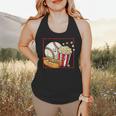 Smiling Baseball Popcorn And Hot-Dog Cartoon Apparel Flowy Tank