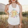 Groovy Retro Floral Happy Smiling Face Baseball Mom Flowy Tank Groovy Retro Floral Happy Smiling Face Baseball Mom Flowy Tank