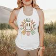 Happy Baseball Mom Groovy Retro Floral Smiling Face Flowy Tank Happy Baseball Mom Groovy Retro Floral Smiling Face Flowy Tank