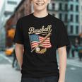 American Flag Baseball Player Bat Fan Catcher Pitcher USA Graphic Youth American Flag Baseball Player Bat Fan Catcher Pitcher USA Graphic Youth