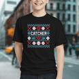 Baseball Catcher Ugly Christmas Sweater Pattern Sports Xmas Graphic Youth