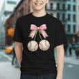 Baseball Girls Women Coquette Pink Bow Baseball Graphic Youth
