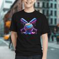 Neon Dripping Baseball And Bats Colorful Sports Art Graphic Youth Neon Dripping Baseball And Bats Colorful Sports Art Graphic Youth