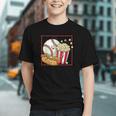 Smiling Baseball Popcorn And Hot-Dog Cartoon Apparel Graphic Youth