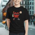 Valentines Day Baseball Red Heart Love Boys Kids Tee Graphic Youth