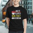 Women's Hit Hard Run Fast Turn Left Baseball Quote Fan Coach Graphic Youth Women's Hit Hard Run Fast Turn Left Baseball Quote Fan Coach Graphic Youth