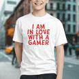 I Am In Love With A Gamer Cute Valentines Day Gamer Couple Raglan Baseball Tee Graphic Youth