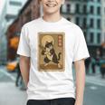 Vintage Japanese Ukiyo-e Baseball Cat Batting Graphic Youth