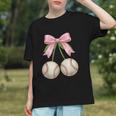Baseball Girls Women Coquette Pink Bow Baseball Graphic Youth