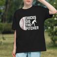 Chicks Dig The Pitcher Baseball Graphic Youth