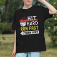 Women's Hit Hard Run Fast Turn Left Baseball Quote Fan Coach Graphic Youth Women's Hit Hard Run Fast Turn Left Baseball Quote Fan Coach Graphic Youth
