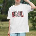 Retro Checkered Tired But Caffeinated Baseball Mom Leopard Graphic Youth