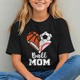 Ball Mom Heart Soccer Basketball Baseball Football Mom Graphic Youth