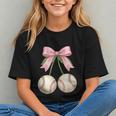 Baseball Girls Women Coquette Pink Bow Baseball Graphic Youth