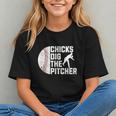 Chicks Dig The Pitcher Baseball Graphic Youth