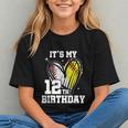 It's My 12th Birthday Baseball Softball Heart 12 Year Old Graphic Youth