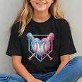 Valentines Baseball Heart Dripping Ice Cream Gen Z Alpha Graphic Youth